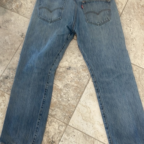 501 blue denim jeans button fly distressed straight leg jeans 36 x 28 - Picture 7 of 15